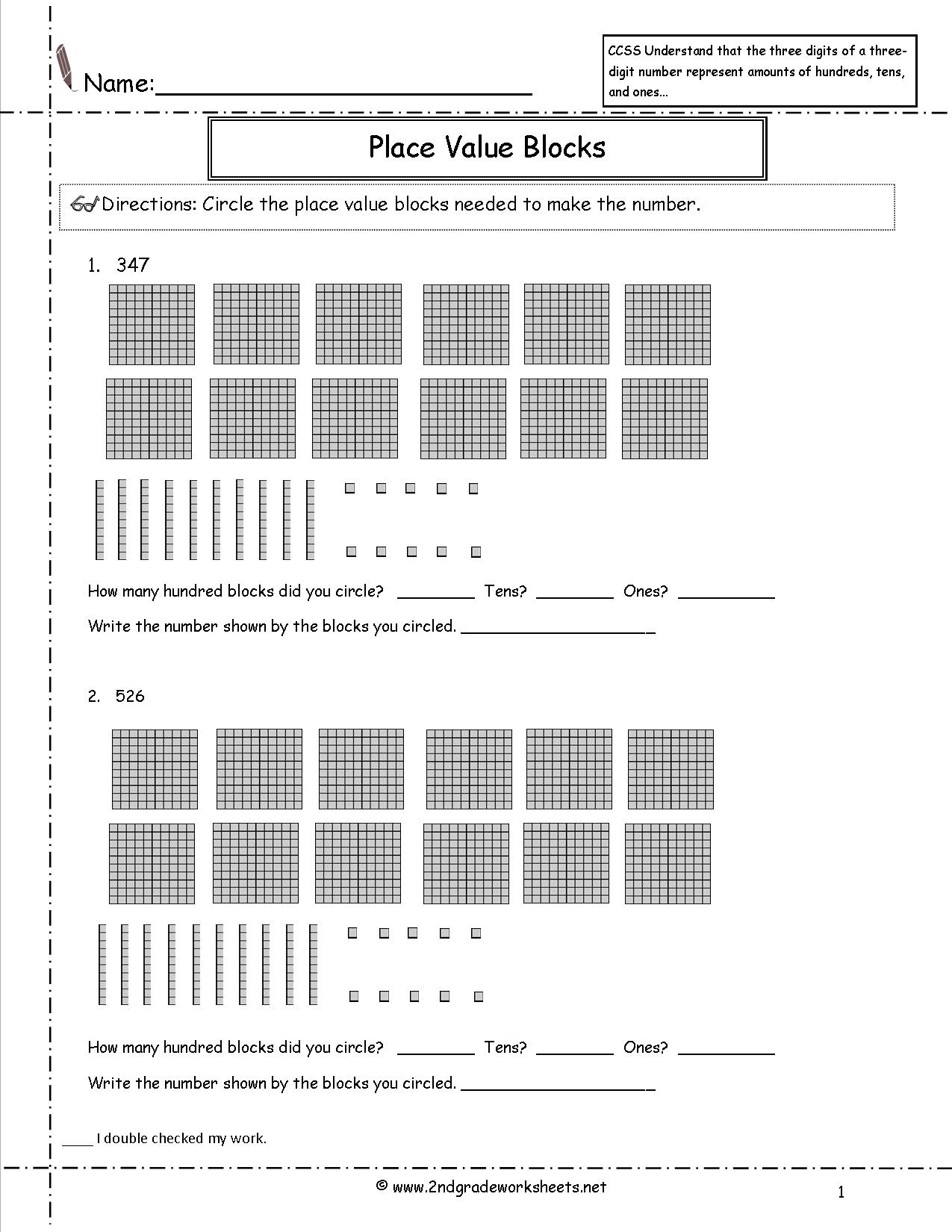 Place Value Blocks Worksheets 2nd Grade