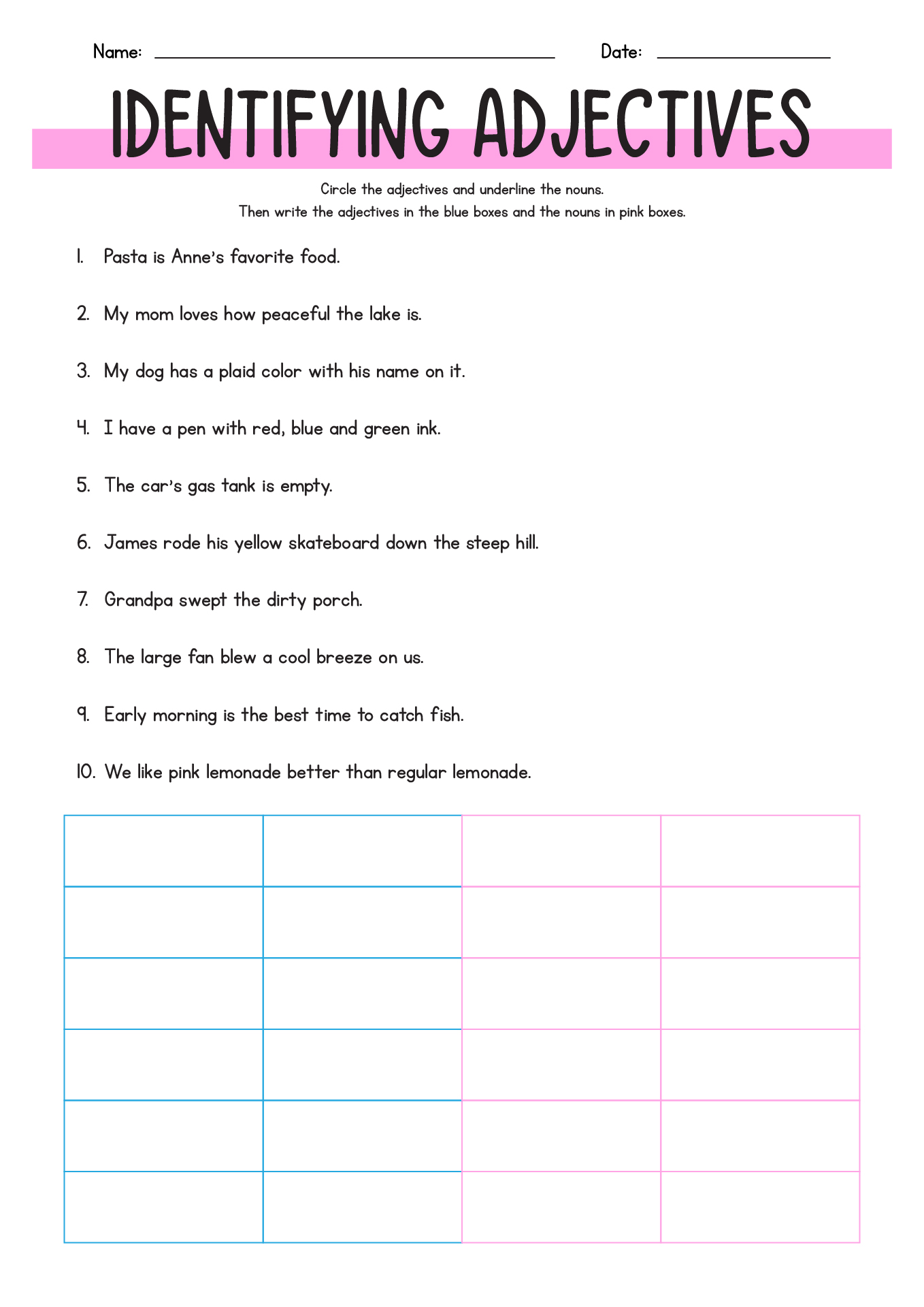 Grammar Worksheets For 6th Grade Free Printable