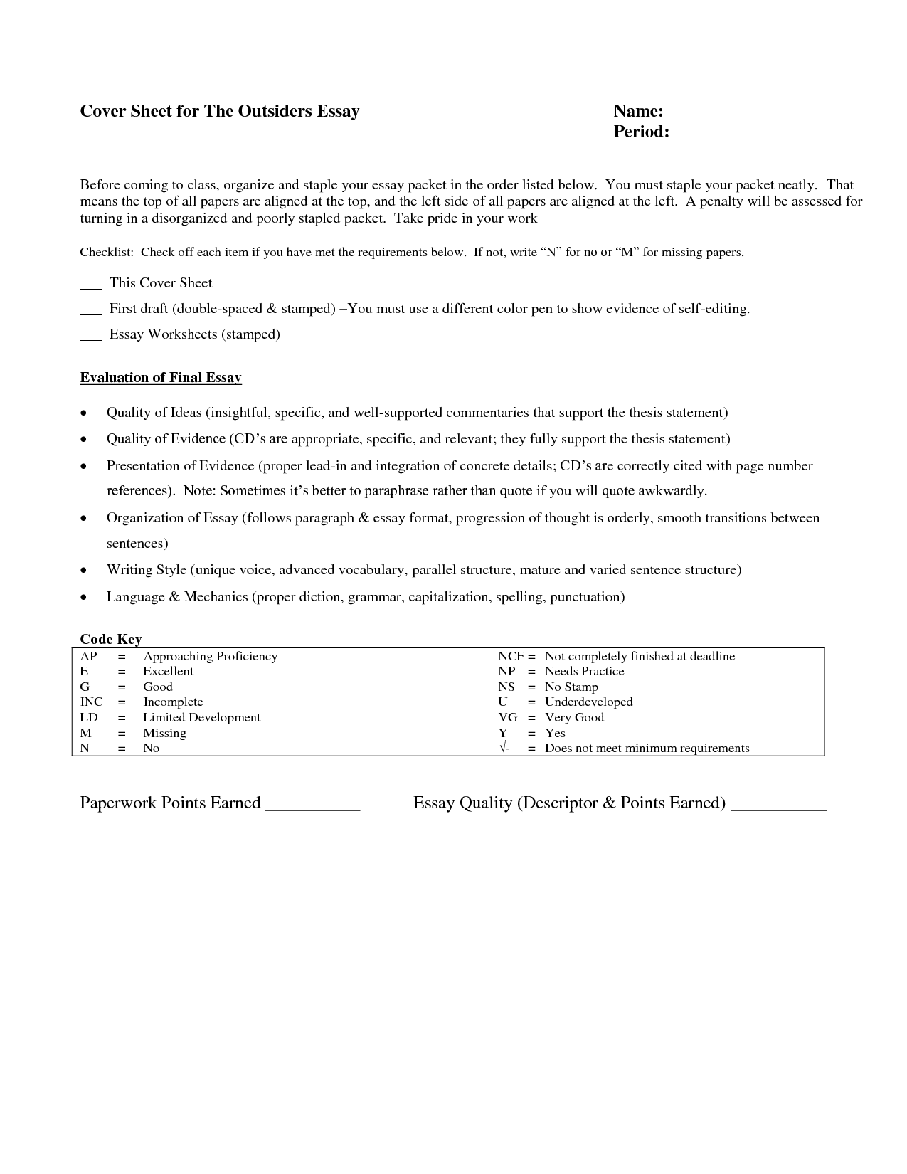 thesis statement worksheet answers