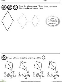 Diamond Shape Tracing Worksheets Preschool