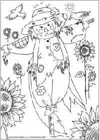 Fall Autumn Scarecrow Coloring Page