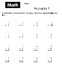 Math Addition Worksheets Adding 1