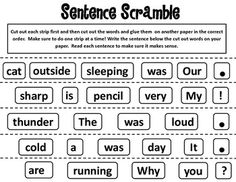 Word Unscramble Sentence Worksheet