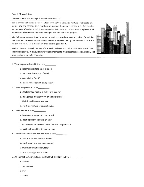 6 Grade Reading Worksheet