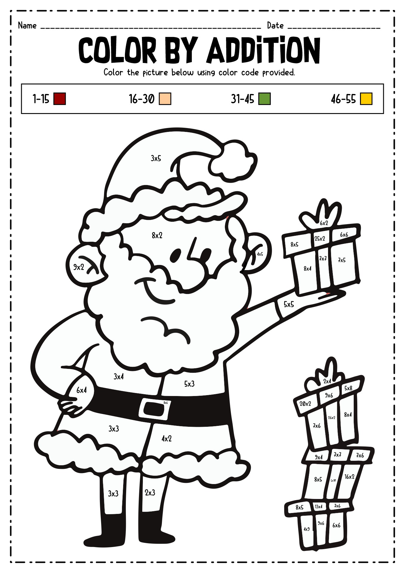 Christmas Multiplication Color by Math