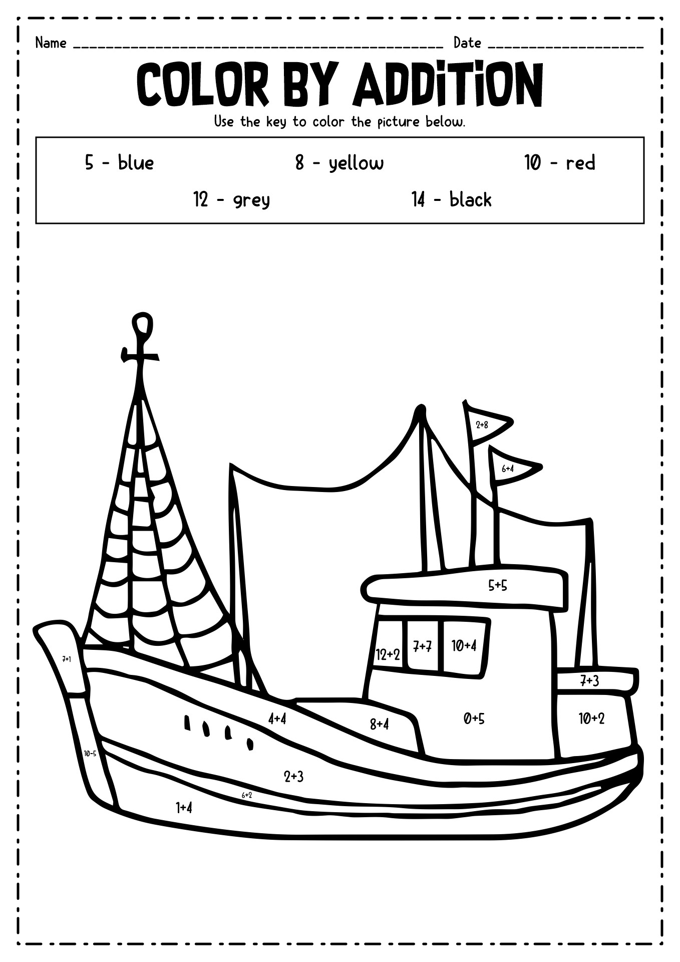 Color by Code Math Worksheets