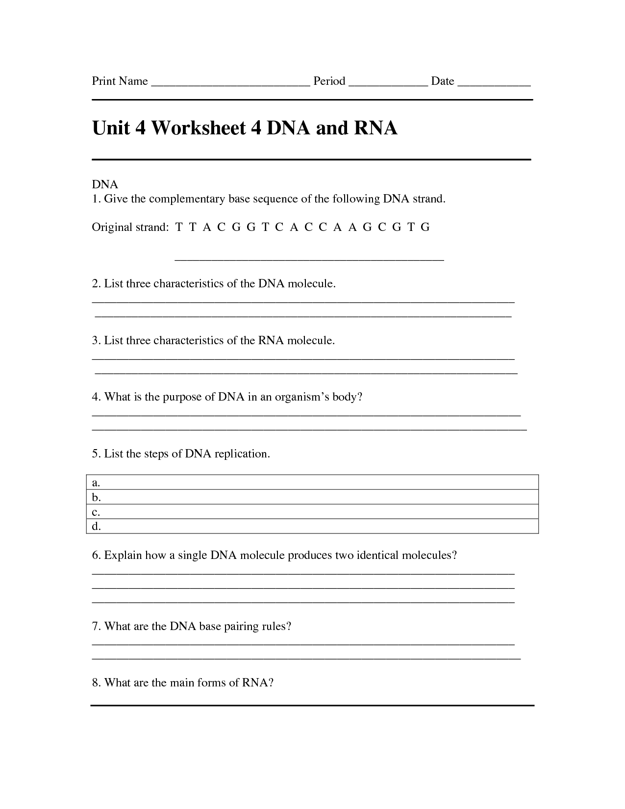 12 Best Images of DNA The Molecule Of Heredity Worksheet Answer Key  DNA Molecule Label 