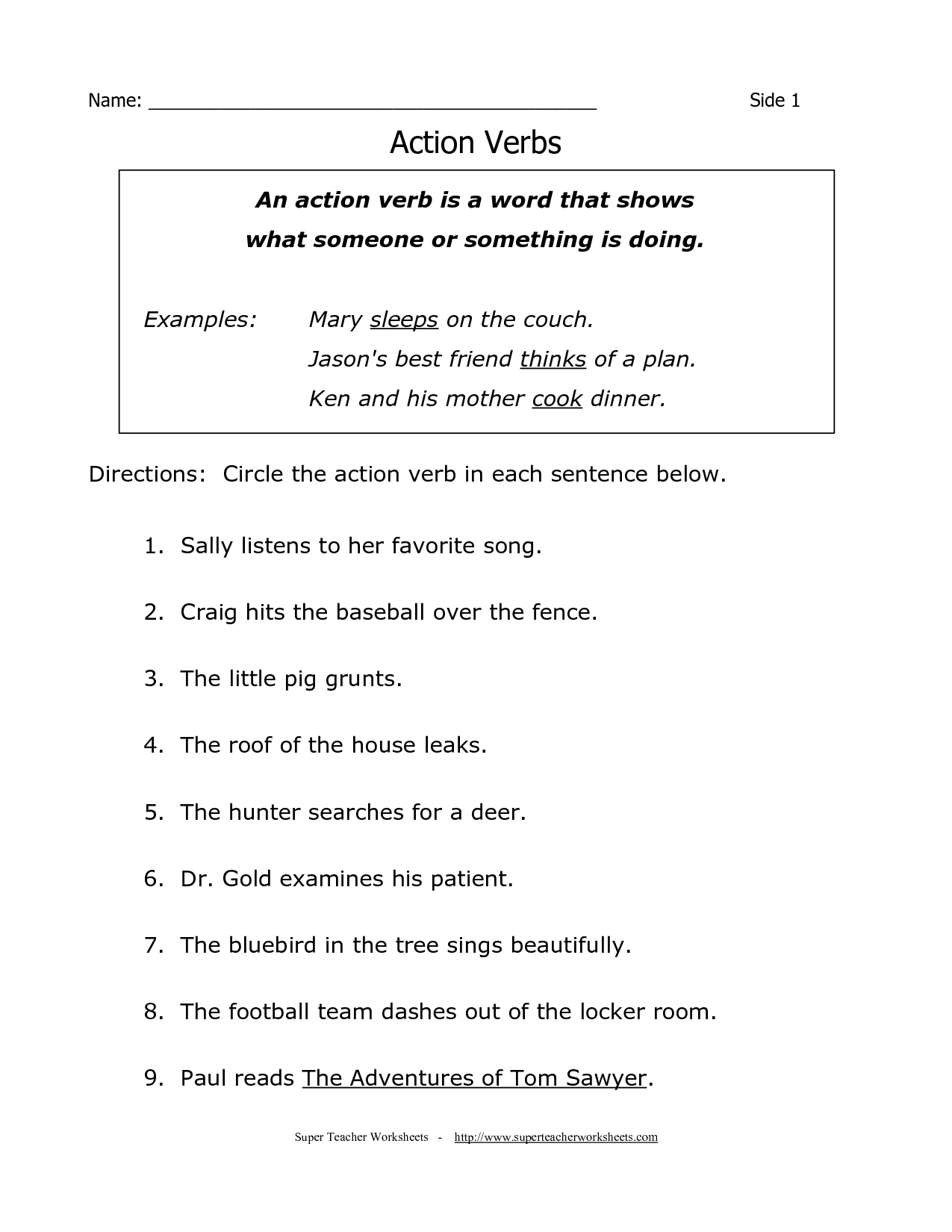  1st Grade Grammar Worksheets