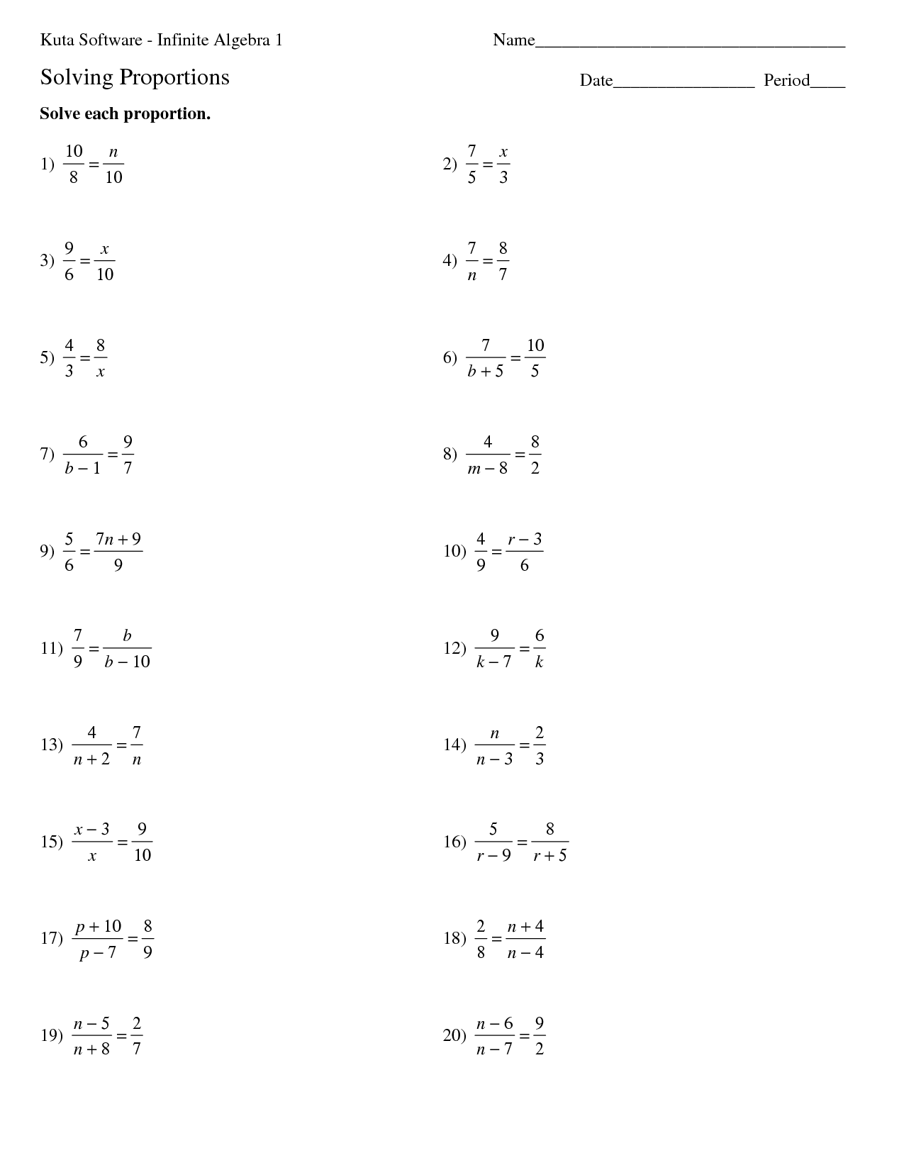 Proportions And Similar Figures Worksheet