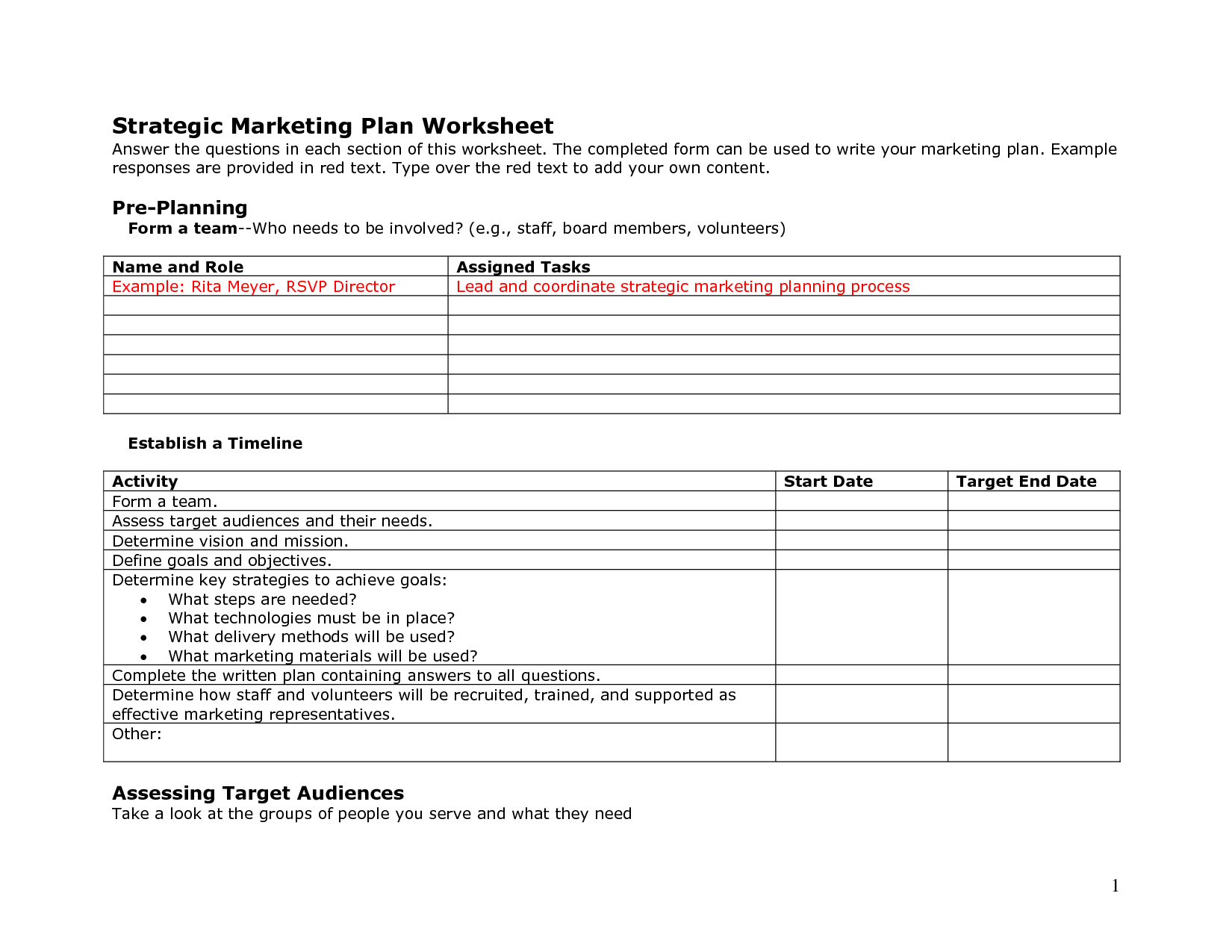 Strategic Marketing Worksheet