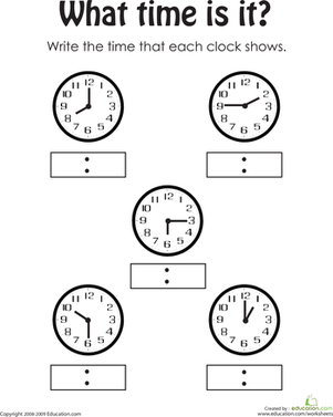 Telling Time Worksheets 1st Grade