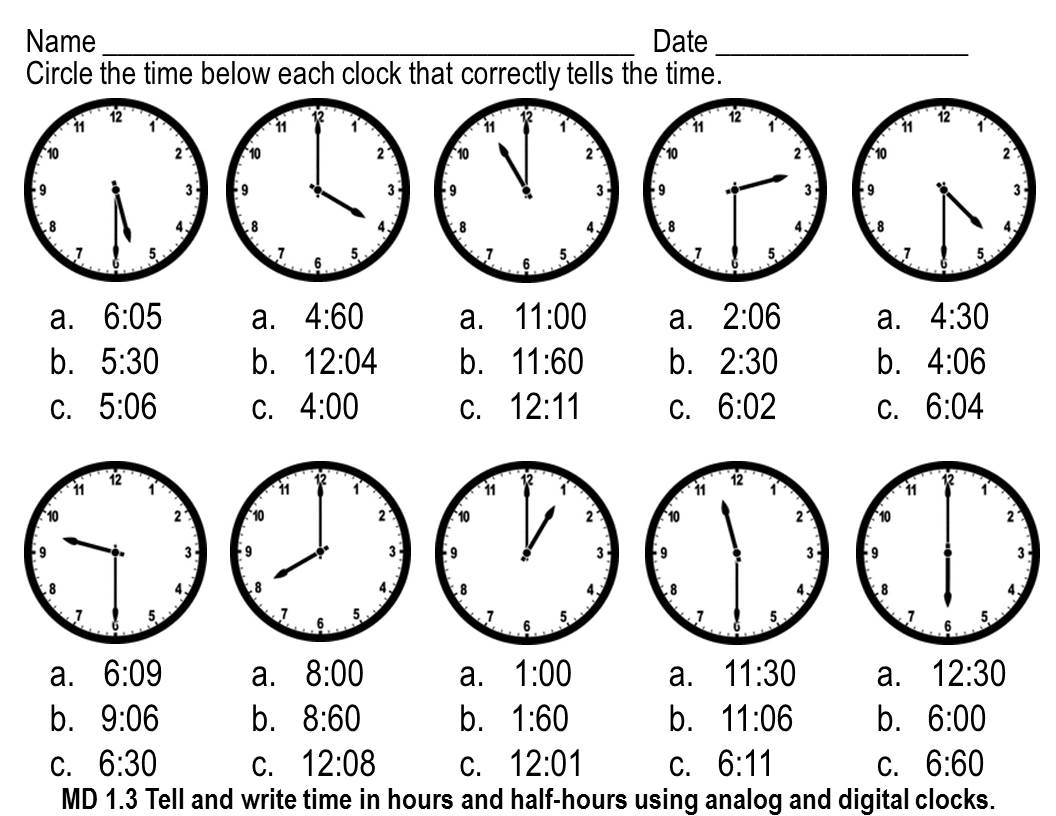 Telling Time Worksheets Multiple Choice