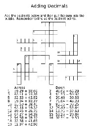 Decimal Crossword Puzzle