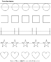 Kindergarten Shape Tracing Worksheets