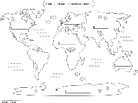 Printable Map 7 Continents Coloring Page