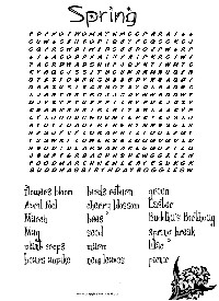 Printable Spring Word Search Puzzles
