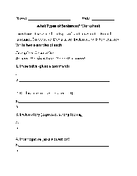 Sentence Types Worksheet 4th Grade