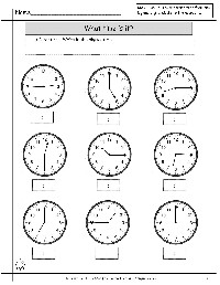 Worksheet On Telling Time Quarter Hour