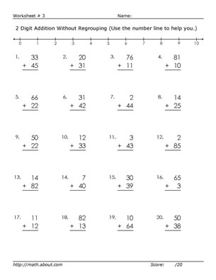 2-Digit Addition without Regrouping Worksheet