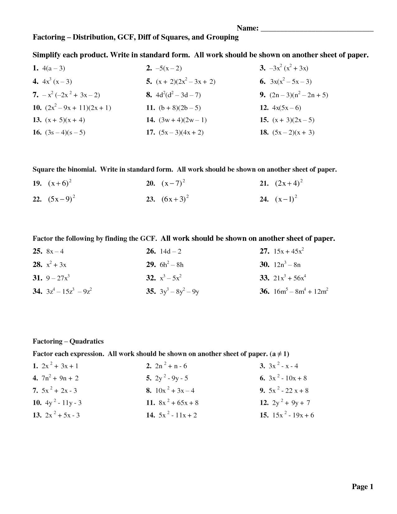 Distributive Property Equations Worksheet