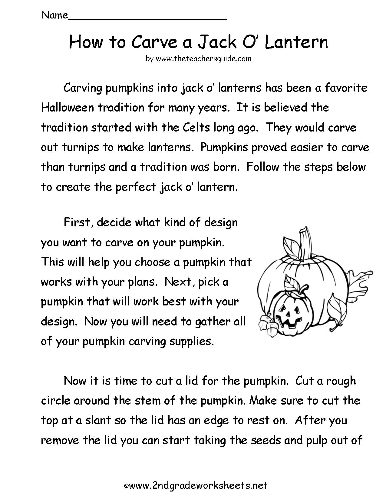 Halloween Reading Comprehension Worksheets 2nd Grade