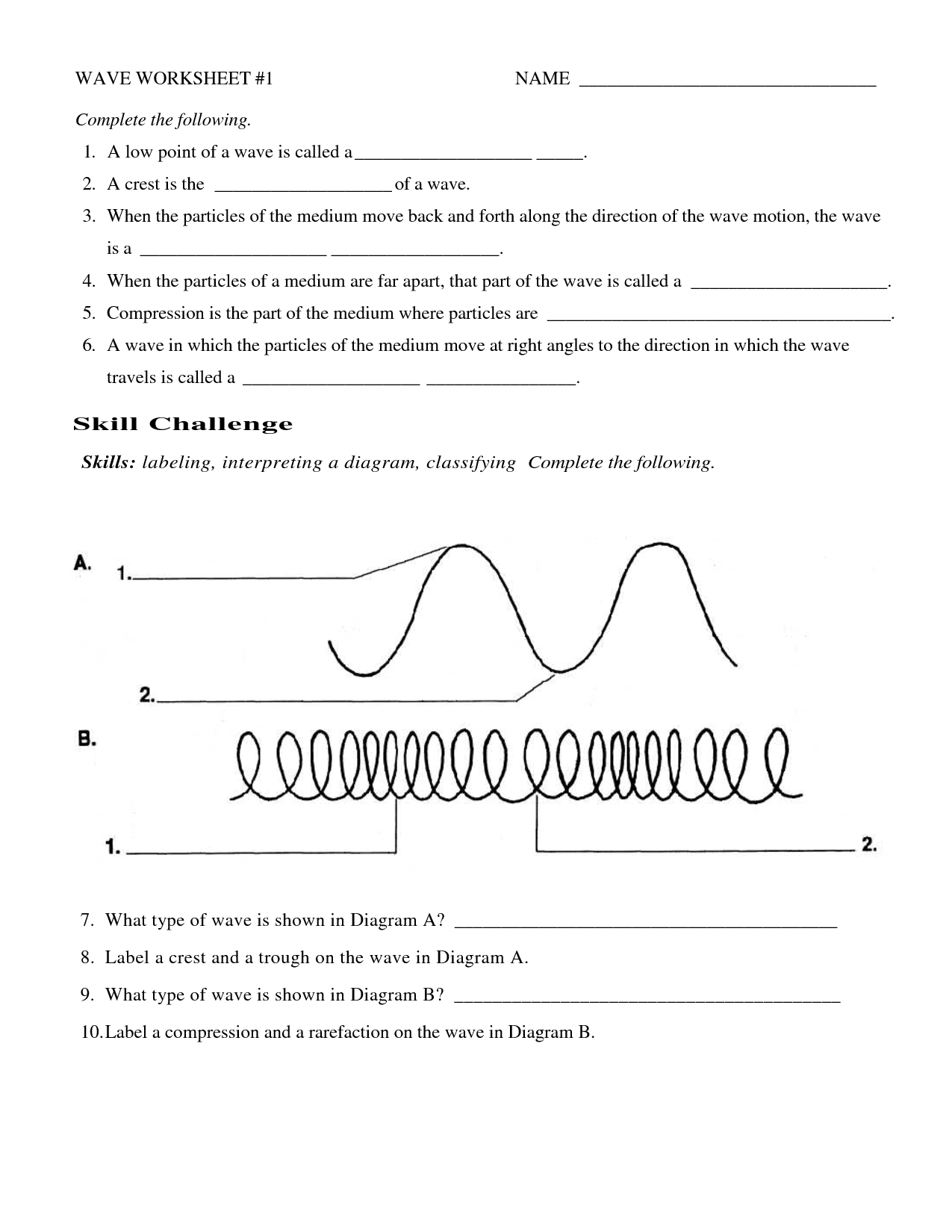 Wave Speed Equation Practice Problems Key Answers Anatomy Of A Wave Worksheet Answers The 