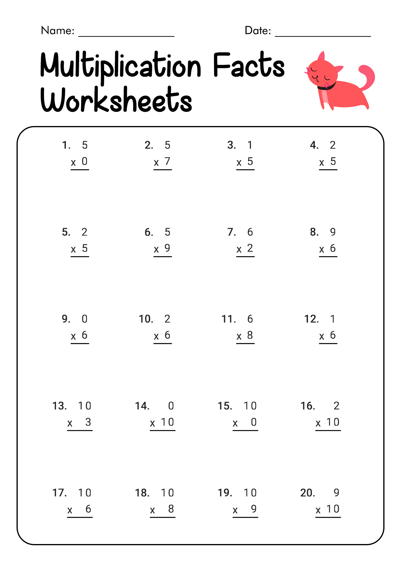 Multiplication By 5s Worksheet