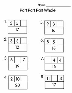 Parts of a Whole Worksheets First Grade