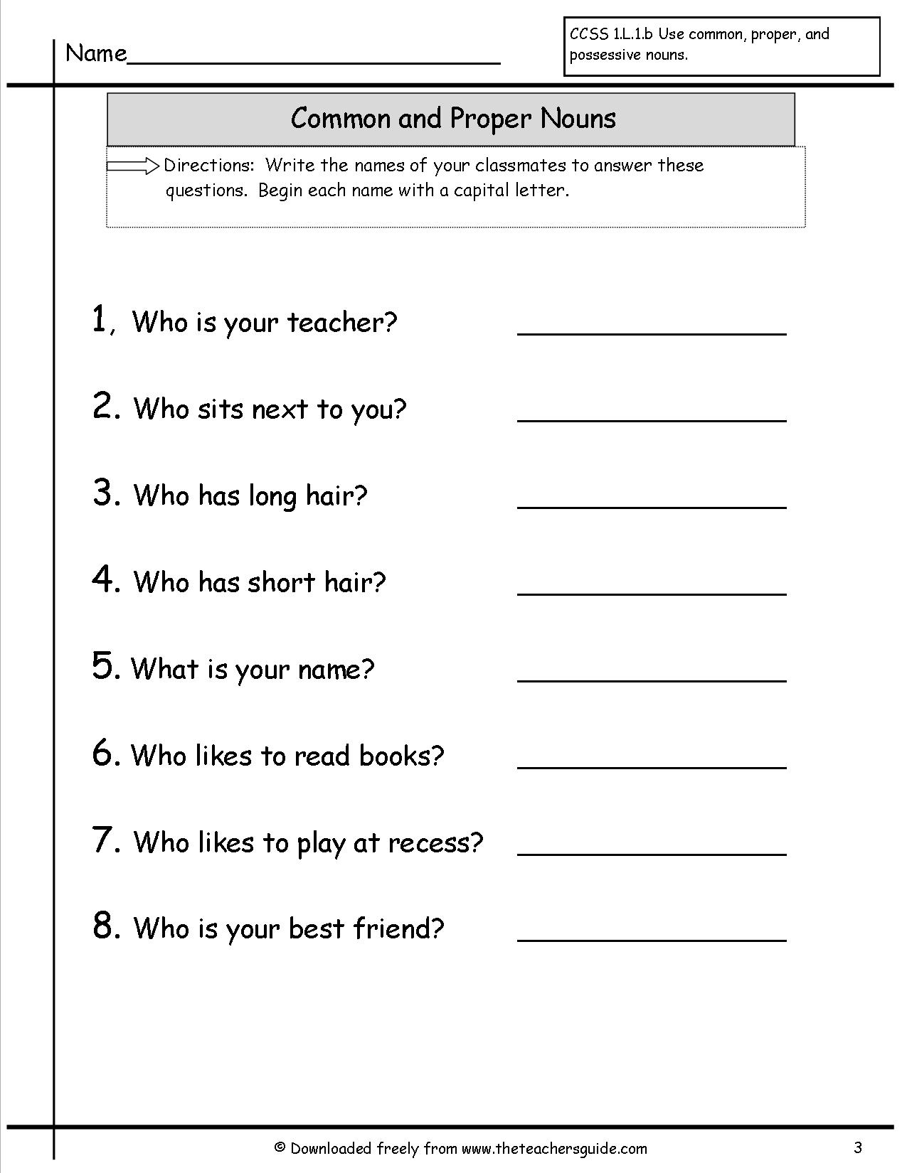 Common And Proper Noun Worksheet For Class 3 Pin On First Grade