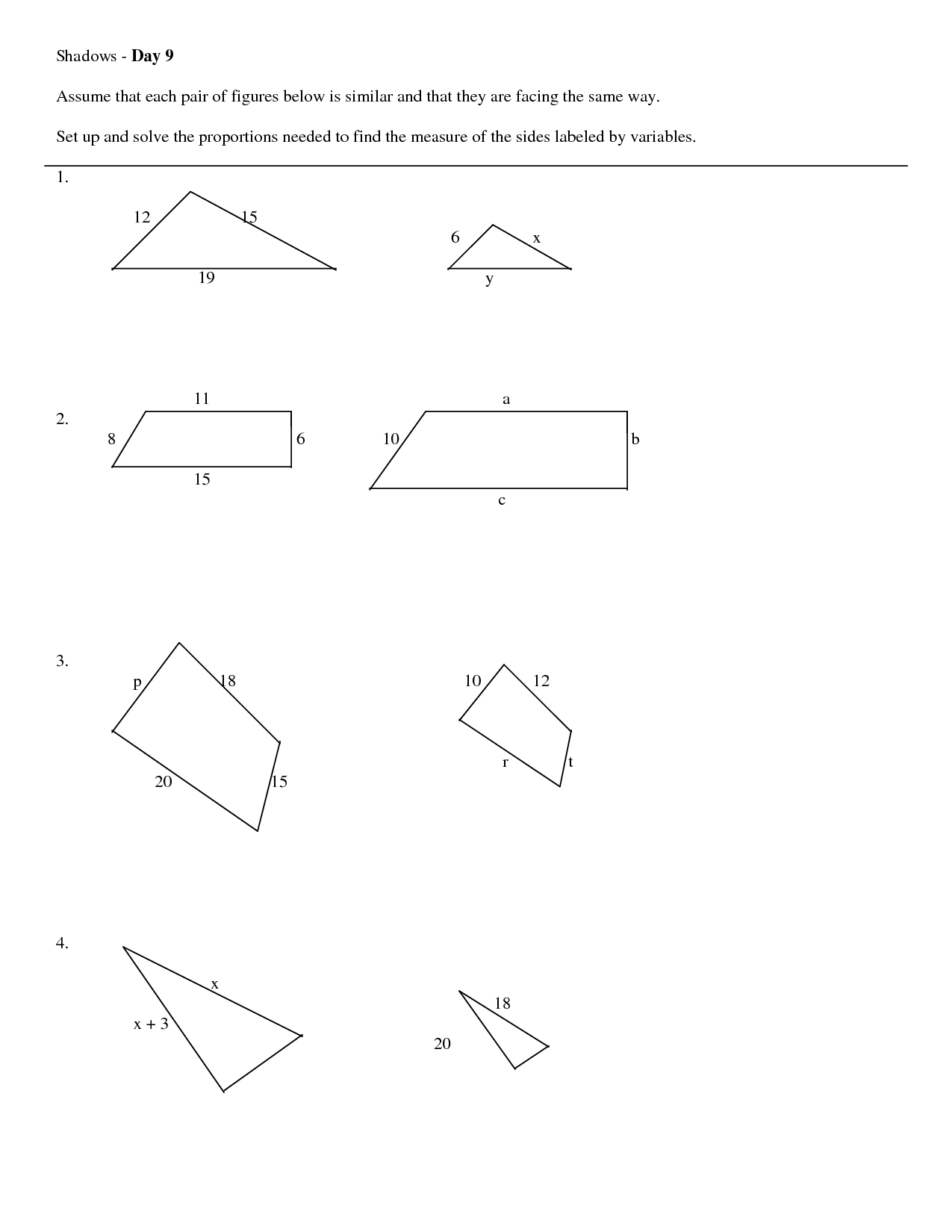 11 Best Images of Similar Triangles Worksheet Middle School - Similar