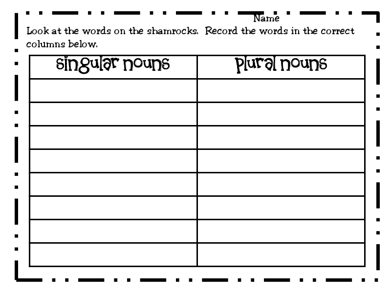 Contraction Plural Worksheet