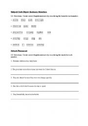 Subject Verb Object Sentences Worksheets