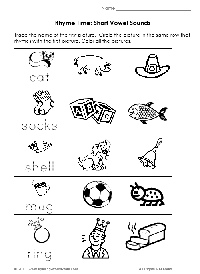 Printable Kindergarten Rhyming Words Worksheet