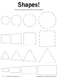 Shape Tracing Worksheets for 3 Year Olds