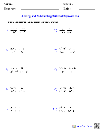 Subtracting and Adding Linear Expressions Worksheet