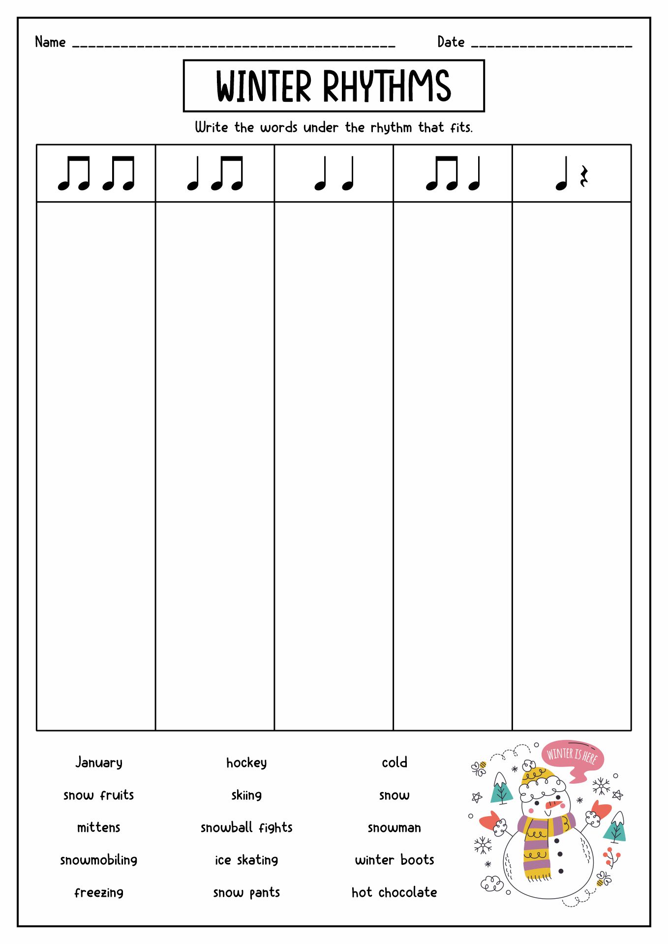 Preschool Piano Worksheet