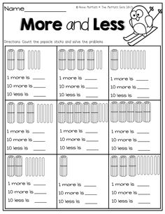 10 More Ten Less Worksheets First Grade