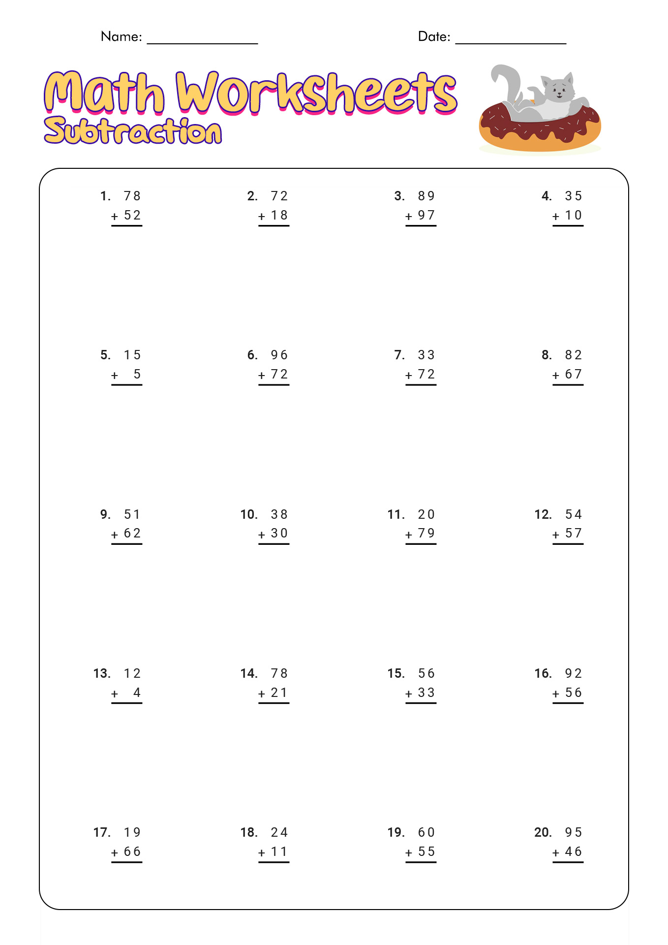 12 Best Images of First Grade Subtraction Math Worksheets ...