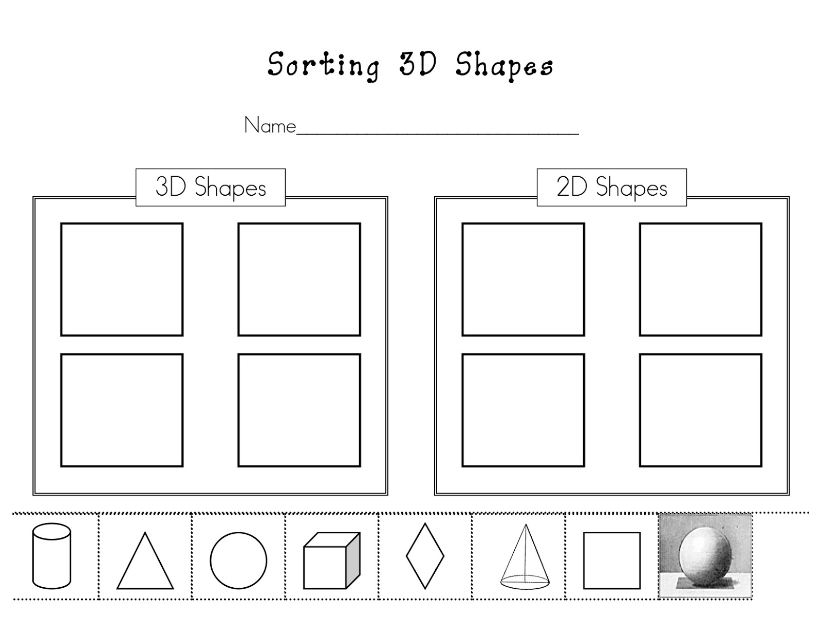 2D 3D Shapes Kindergarten Worksheet