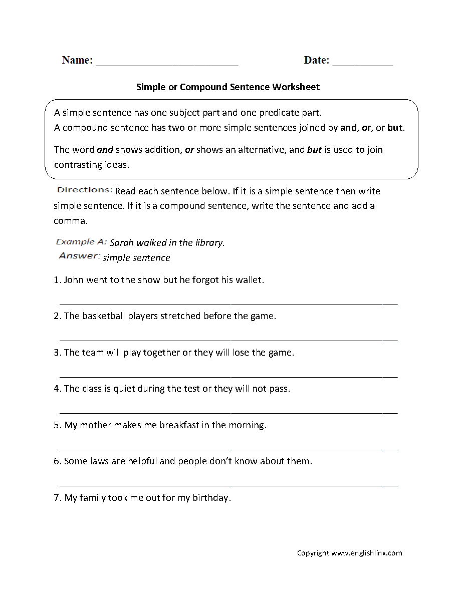 Compound Complex Sentences Worksheet