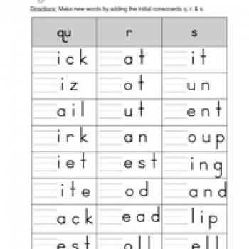 Consonant Q Worksheets for Kindergarten