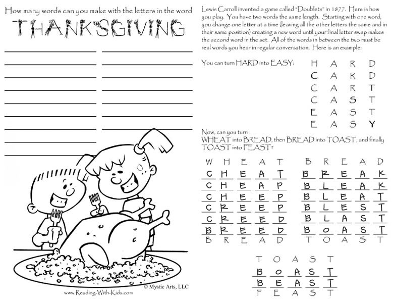  Printable Thanksgiving Activities for Kids