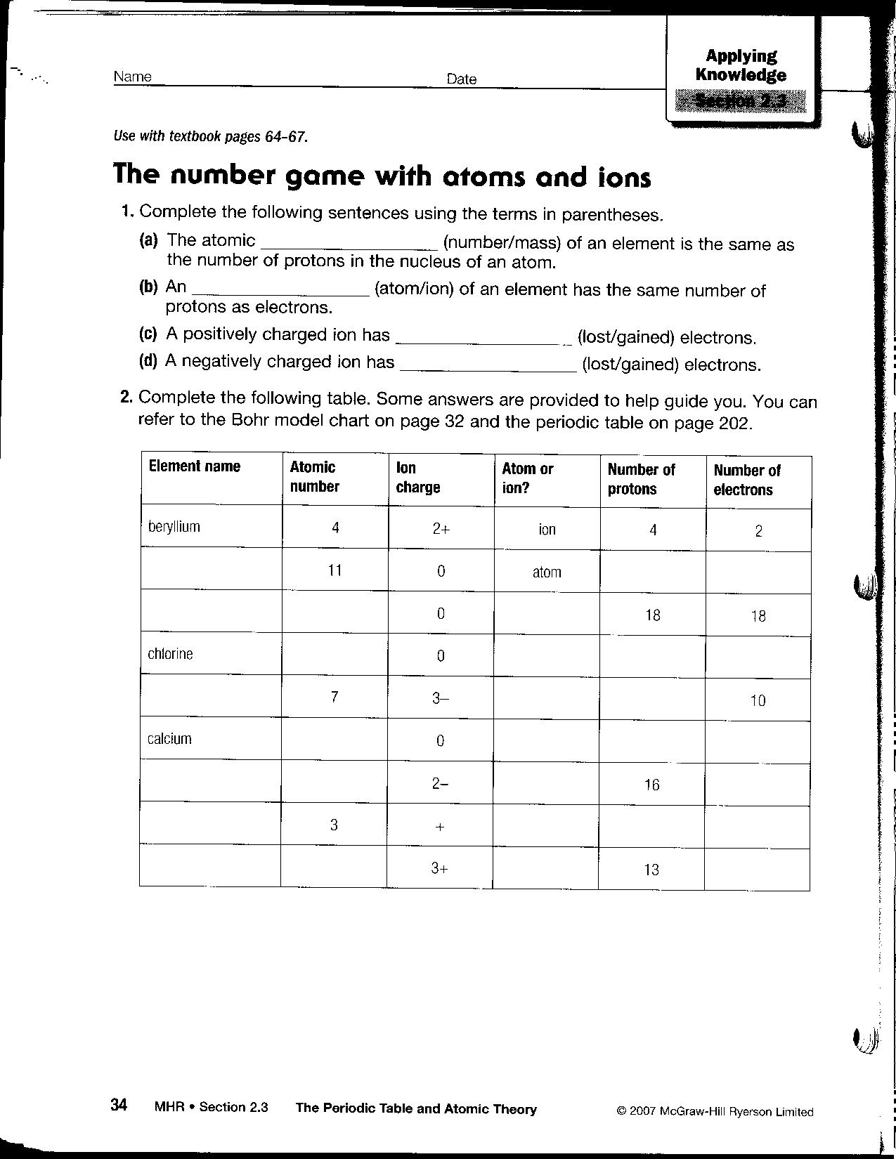 13 Best Images of Atomic Structure Practice Worksheet  Periodic Table Worksheet Answer Key 