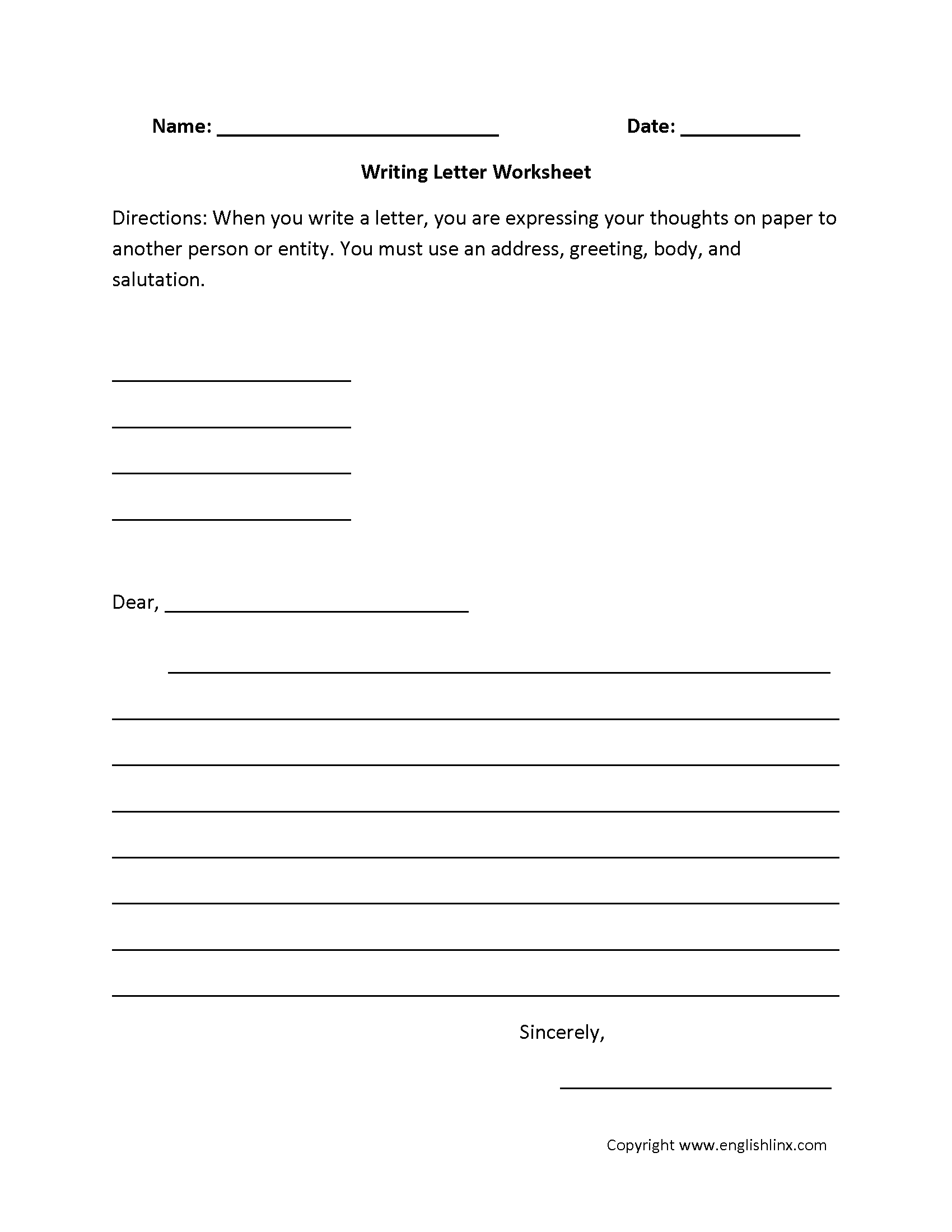 14 Best Images of Formal Writing Letters Worksheets  Lesson plan