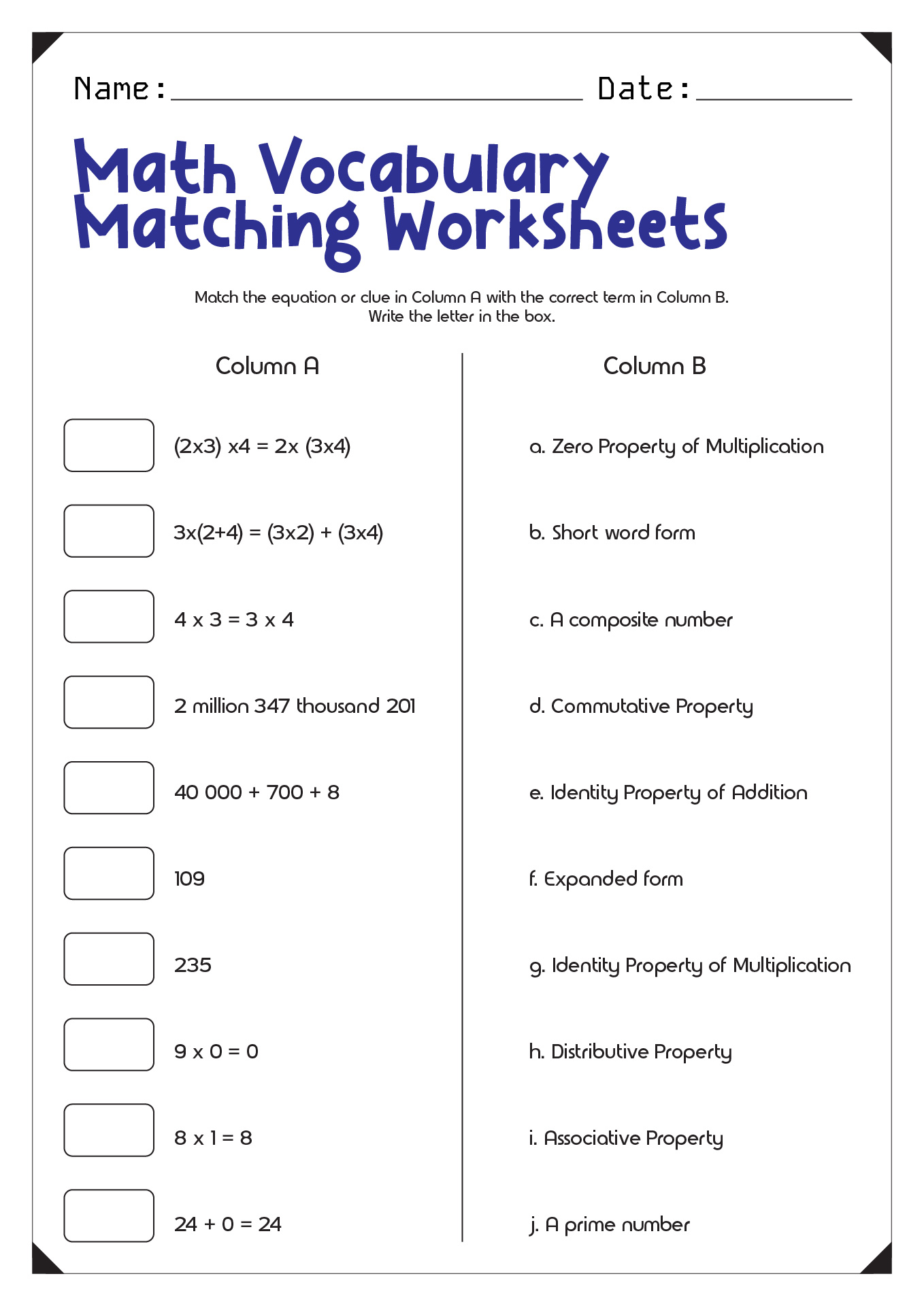 math-vocabulary-worksheet