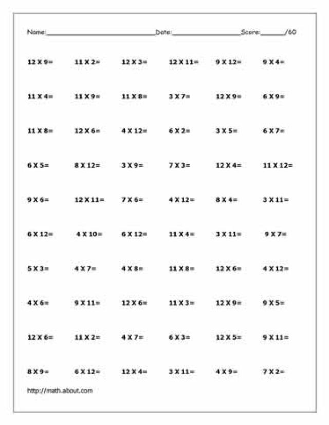 Multiplication Worksheets 6 Times Tables