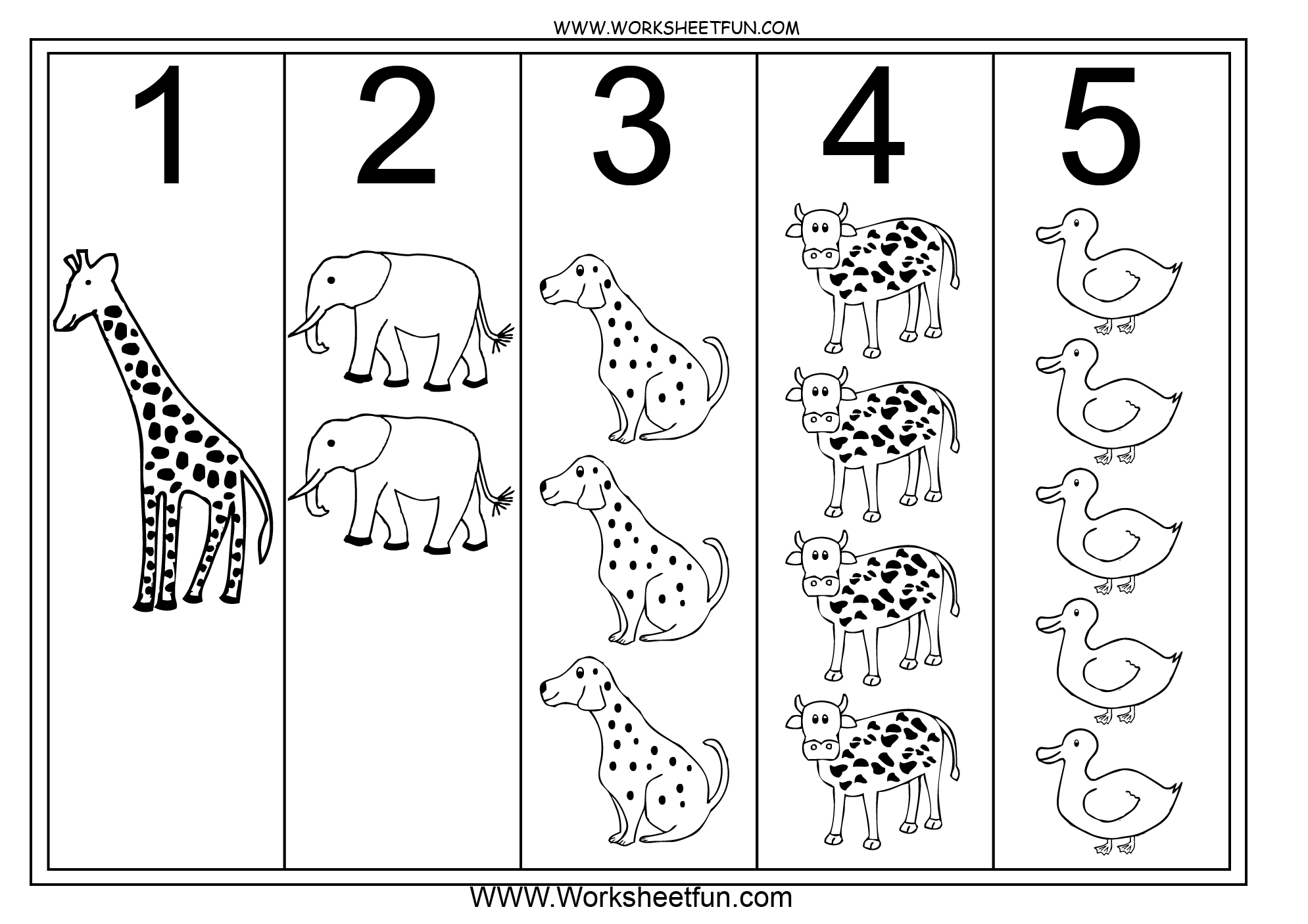 Numbers One To Five Worksheets