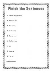 Printable Sentence Starters Worksheet