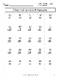 2-Digit Subtraction Worksheets 2nd Grade
