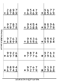 4 Digit Addition with Regrouping Worksheets